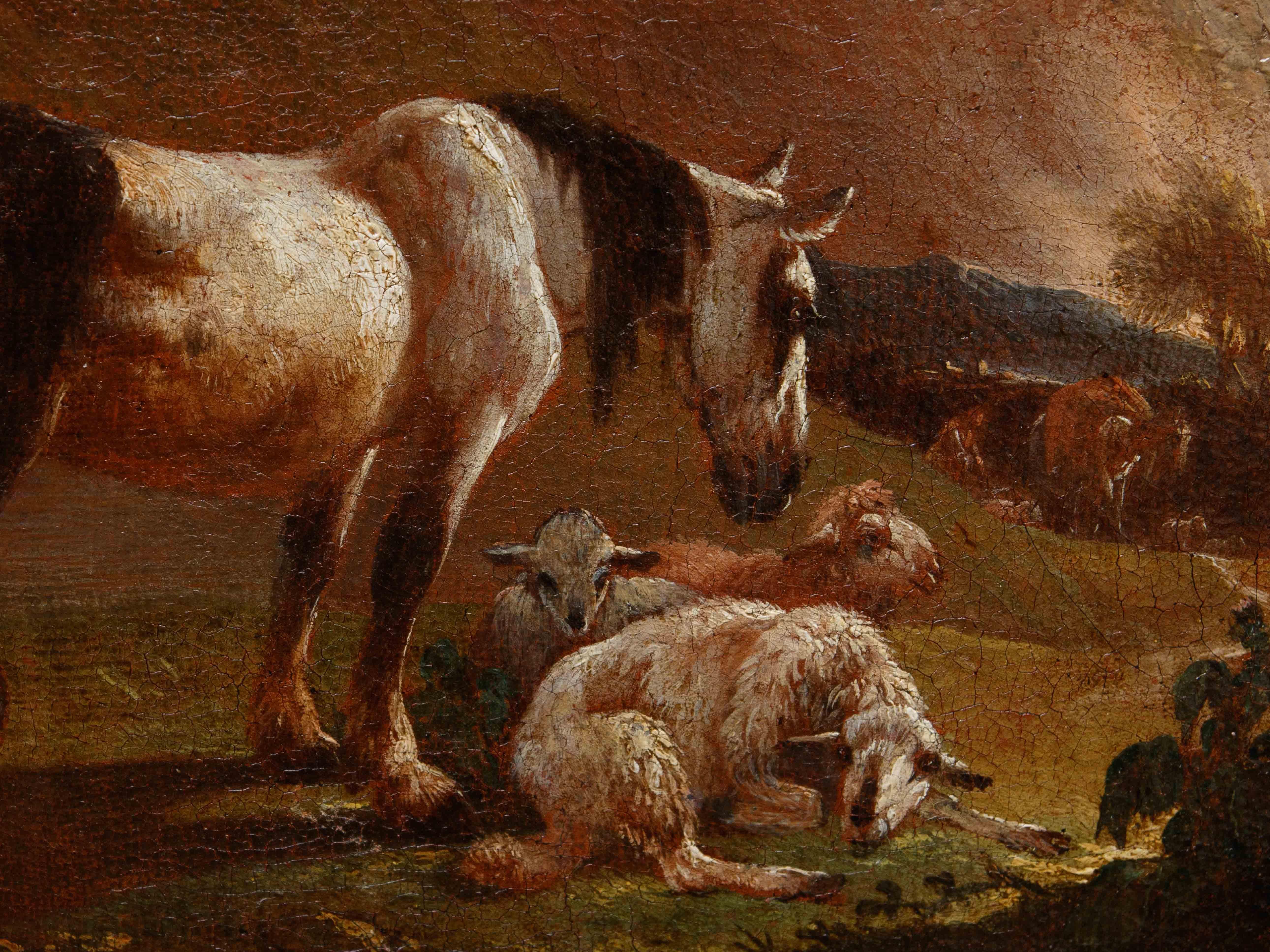 Di Philipp Peter Roos, Campagna romana con armenti in vendita 3