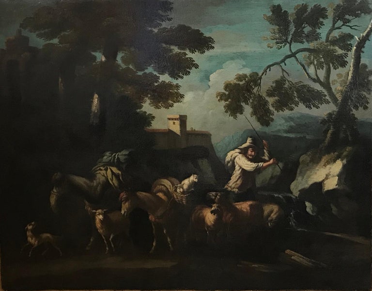 Old Master Follower of Philipp Peter Roos, mid 18th century Italianate landscape - Painting by Philipp Peter Roos (Rosa di Tivoli)