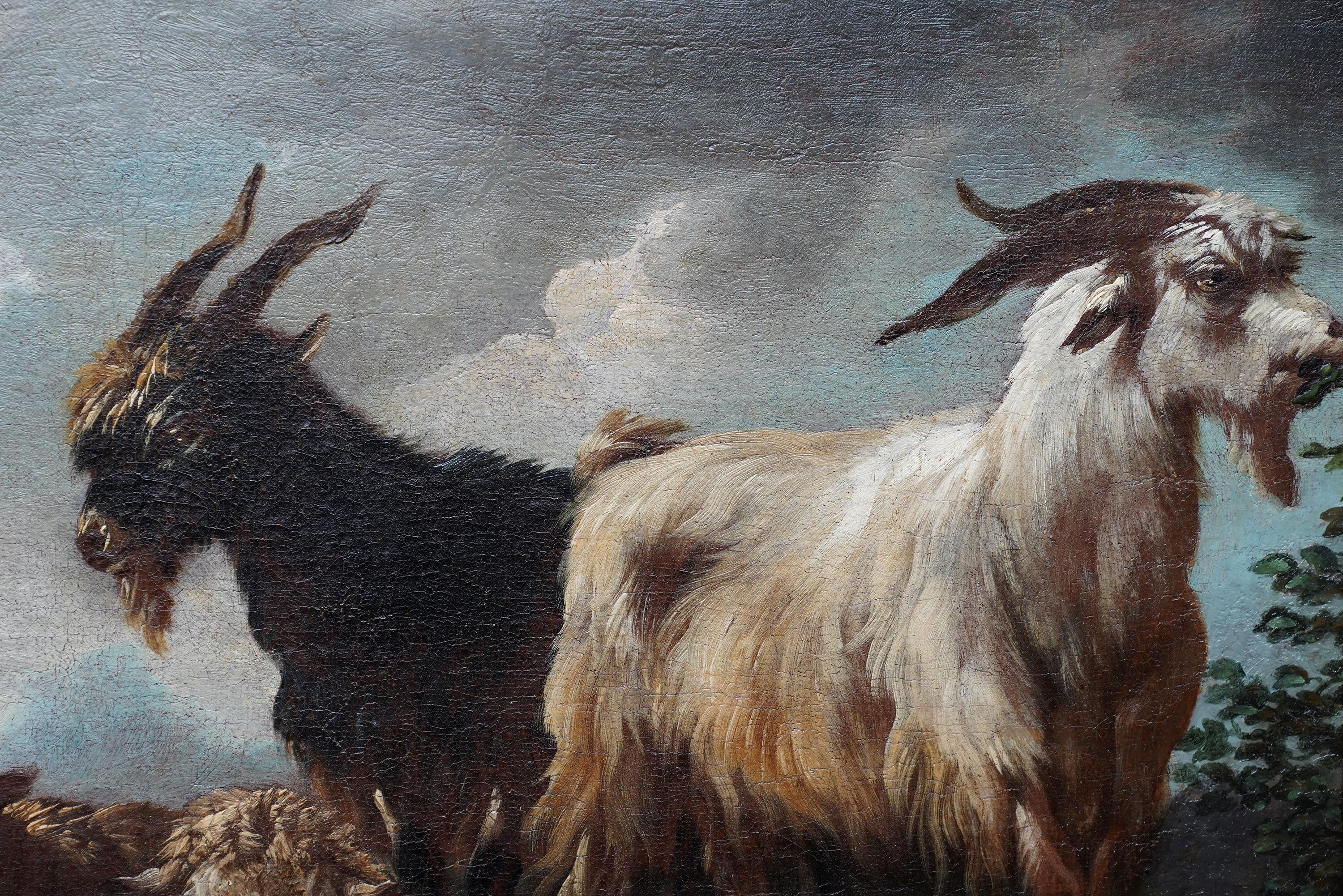 Pastoral-Szene mit Hirten und Tieren – Ölgemälde eines alten Meisters, um 1700 (Alte Meister), Painting, von Philipp Peter Roos (Rosa di Tivoli)