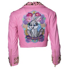 Philipp Plein, barbie pink cropped leather biker with Disney print Philipp Plein, barbie pink cropped leather biker with Disney print
