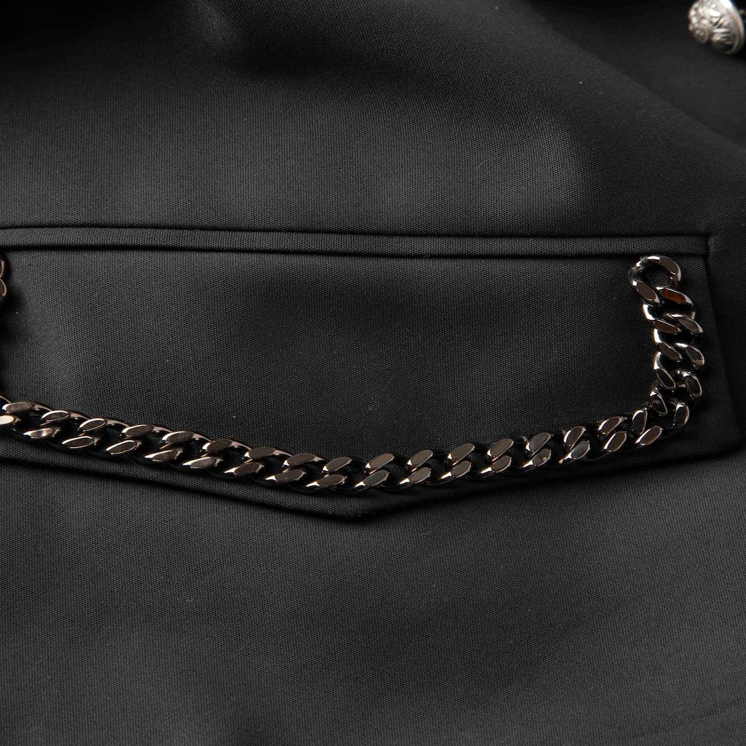 Philipp Plein Black Chain Trim Cropped Blazer Size M In Good Condition For Sale In London, GB