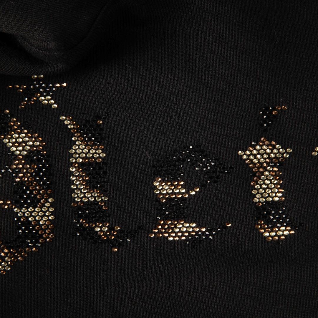 Women's Philipp Plein Black Embellished Logo Cropped Hoodie Size M For Sale