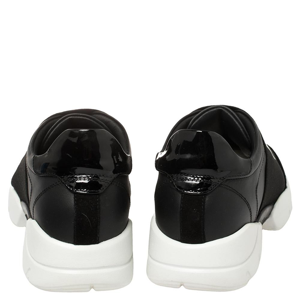 Philipp Plein Black Leather and Suede Logo Strap Slip On Sneakers Size 39 In Good Condition In Dubai, Al Qouz 2