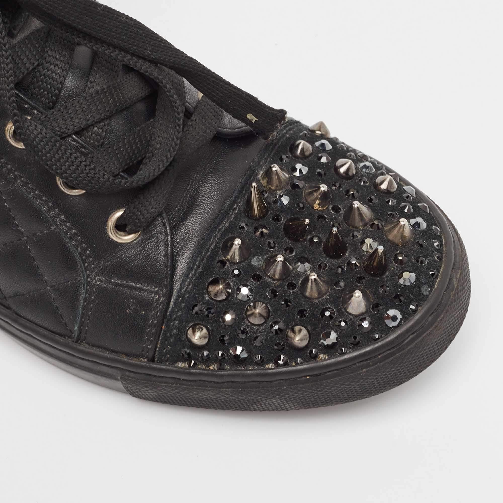 Philipp Plein Black Leather High Top Sneakers Size 37.5 3