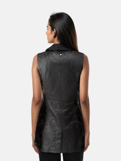 Philipp Plein Black Leather Lace Trim Vest Size S