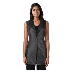 Philipp Plein Black Leather Lace Trim Vest Size S