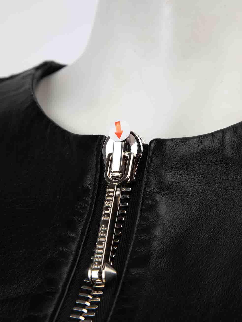 Philipp Plein Veste en cuir noir à manches transparentes Taille L Pour femmes en vente