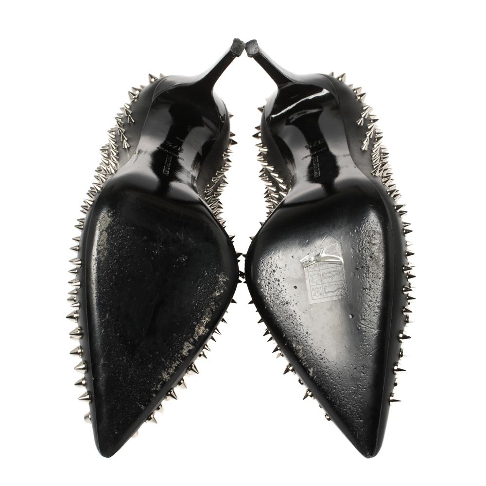 Philipp Plein Schwarz Leder Spiked Taylor Pumps Größe 37.5 Damen
