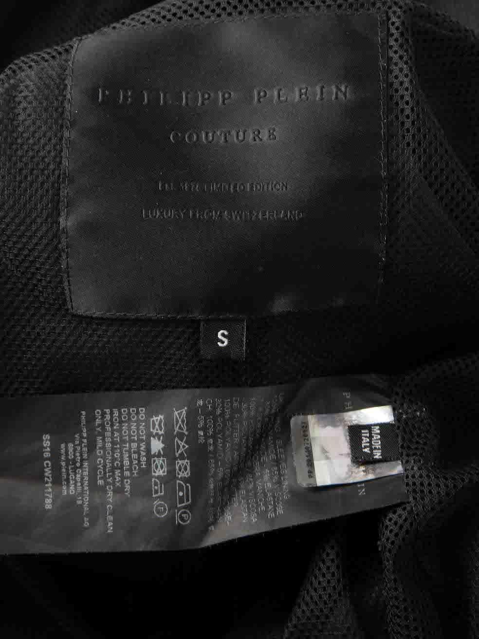 Women's Philipp Plein Black Leather Stud Sleeves Jacket Size S For Sale