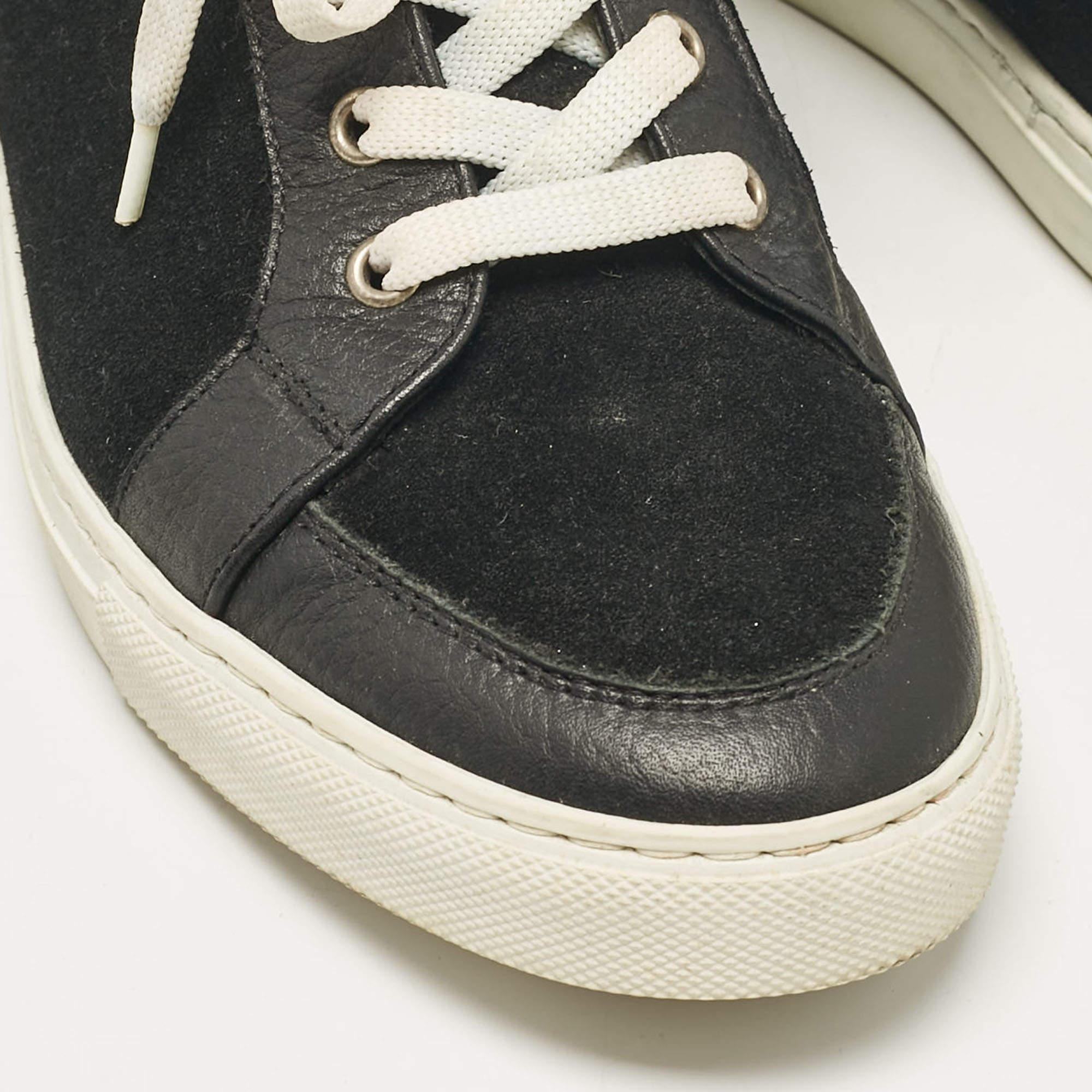 Philipp Plein Black Leather Suede Skull High Top Sneakers Size 40 For Sale 3
