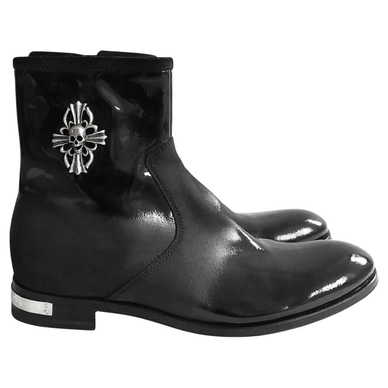 Philipp Plein Black Ombre Leather Boots For Sale