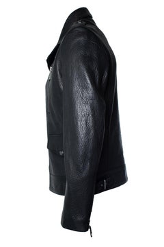 Philipp Plein, veste de motard en cuir noir grainé