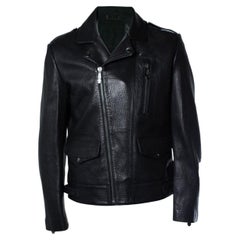 Philipp Plein, veste de motard en cuir noir grainé