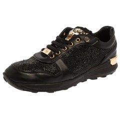 Philipp Plein - Baskets basses en daim et cuir noir embellies, taille 40