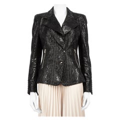 Philipp Plein Black Suede Python Embossed Jacket Size M