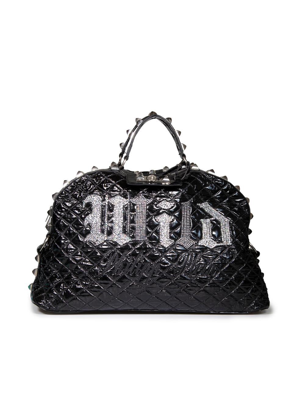 Philipp Plein Black Wild Crystal Embellished Weekender In Good Condition For Sale In London, GB