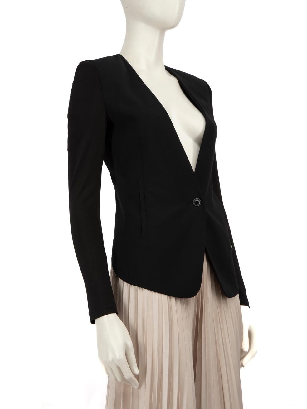 CONDITION is Very good. Minimal wear to the jacket is evident. One small pull to the stitching on the right cuff and light scratching to the left side metal brand emblem. Light discolouration at the top of the left shoulder onto the bodice, on the