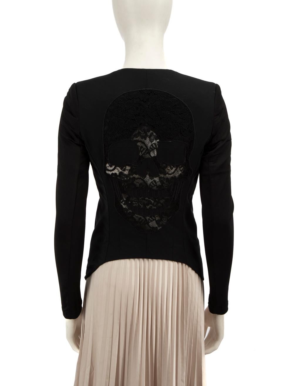 Philipp Plein Black Wool Skull Panel Blazer Size S In Good Condition In London, GB