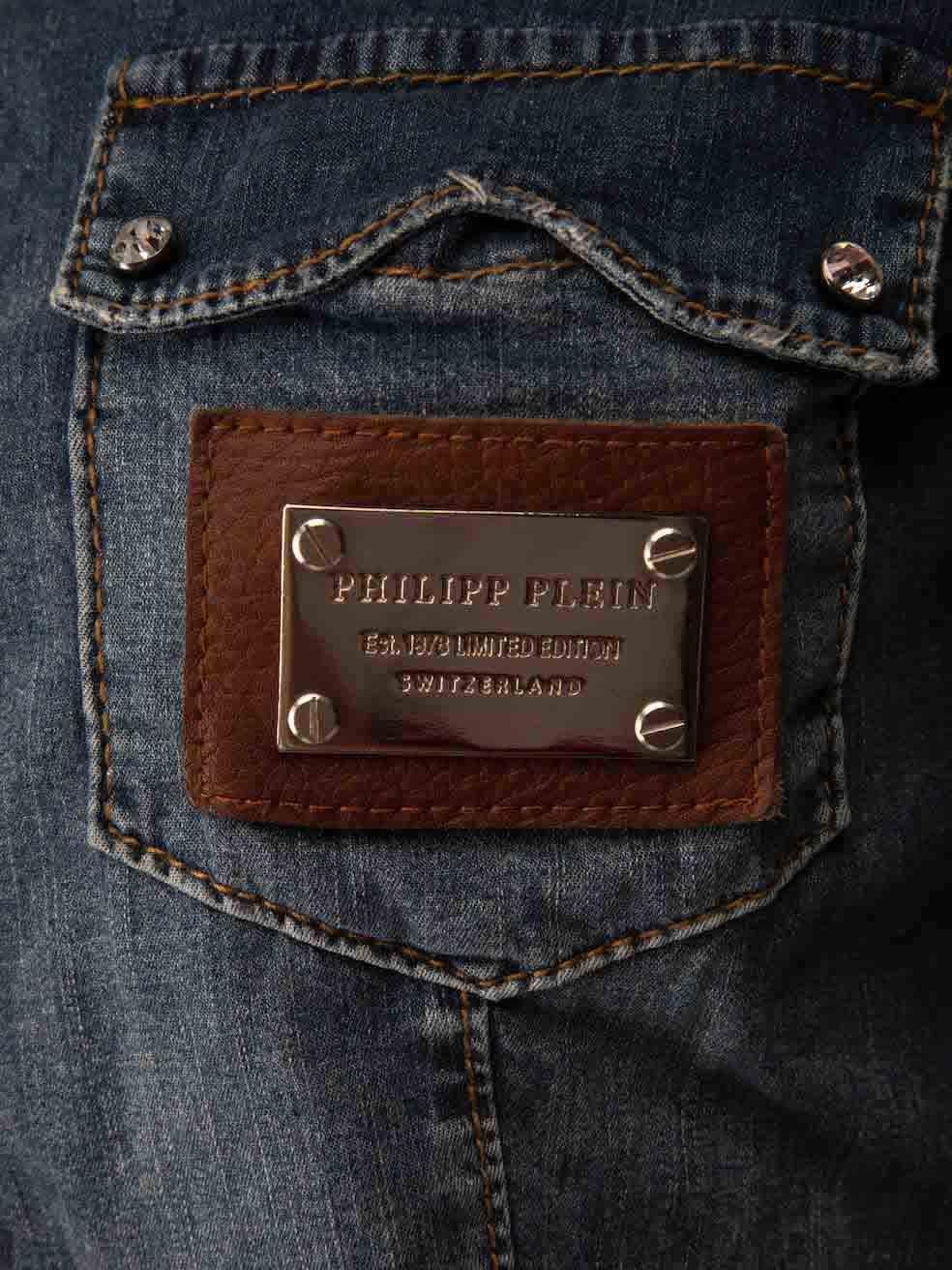 Philipp Plein Blue Denim Embelli Taille M Pour femmes en vente