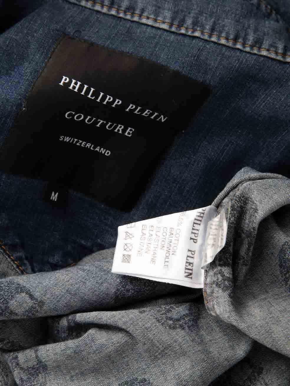 Philipp Plein Blue Denim Embelli Taille M en vente 2
