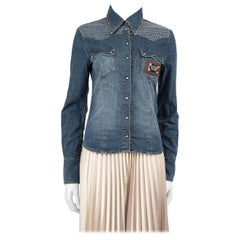 Philipp Plein - Camicia in denim blu impreziosita taglia M.