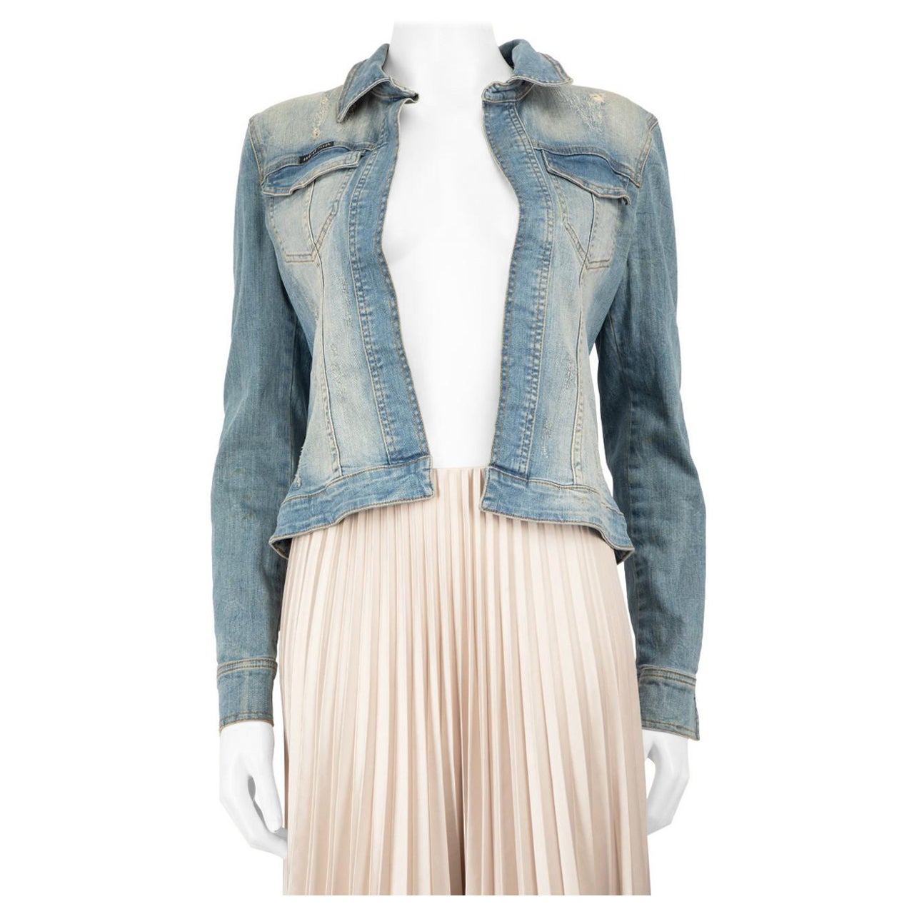 Philipp Plein Blue Denim Lips Embellished Jacket Size S im Angebot