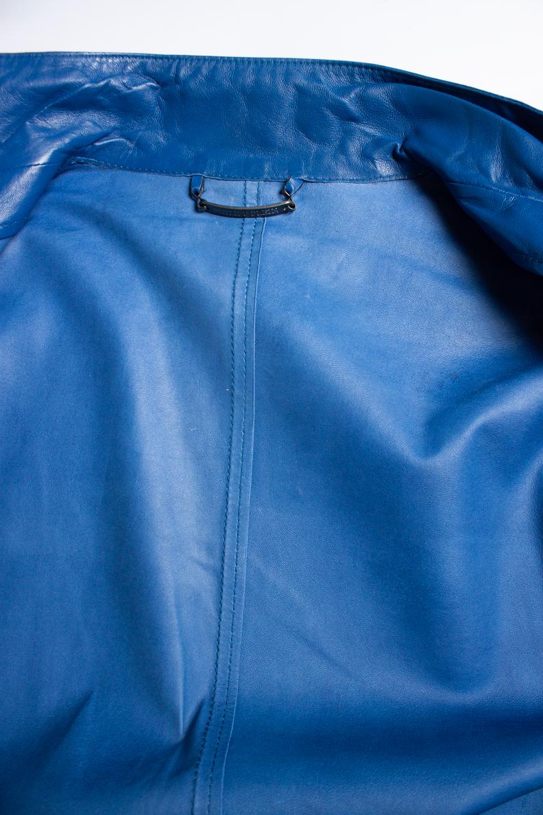 Philipp Plein, blue leather jacket For Sale 1