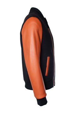 Philipp Plein, bomber with orange leather sleeves