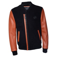 Philipp Plein, bomber with orange leather sleeves
