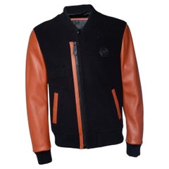 Philipp Plein, bomber with orange leather sleeves