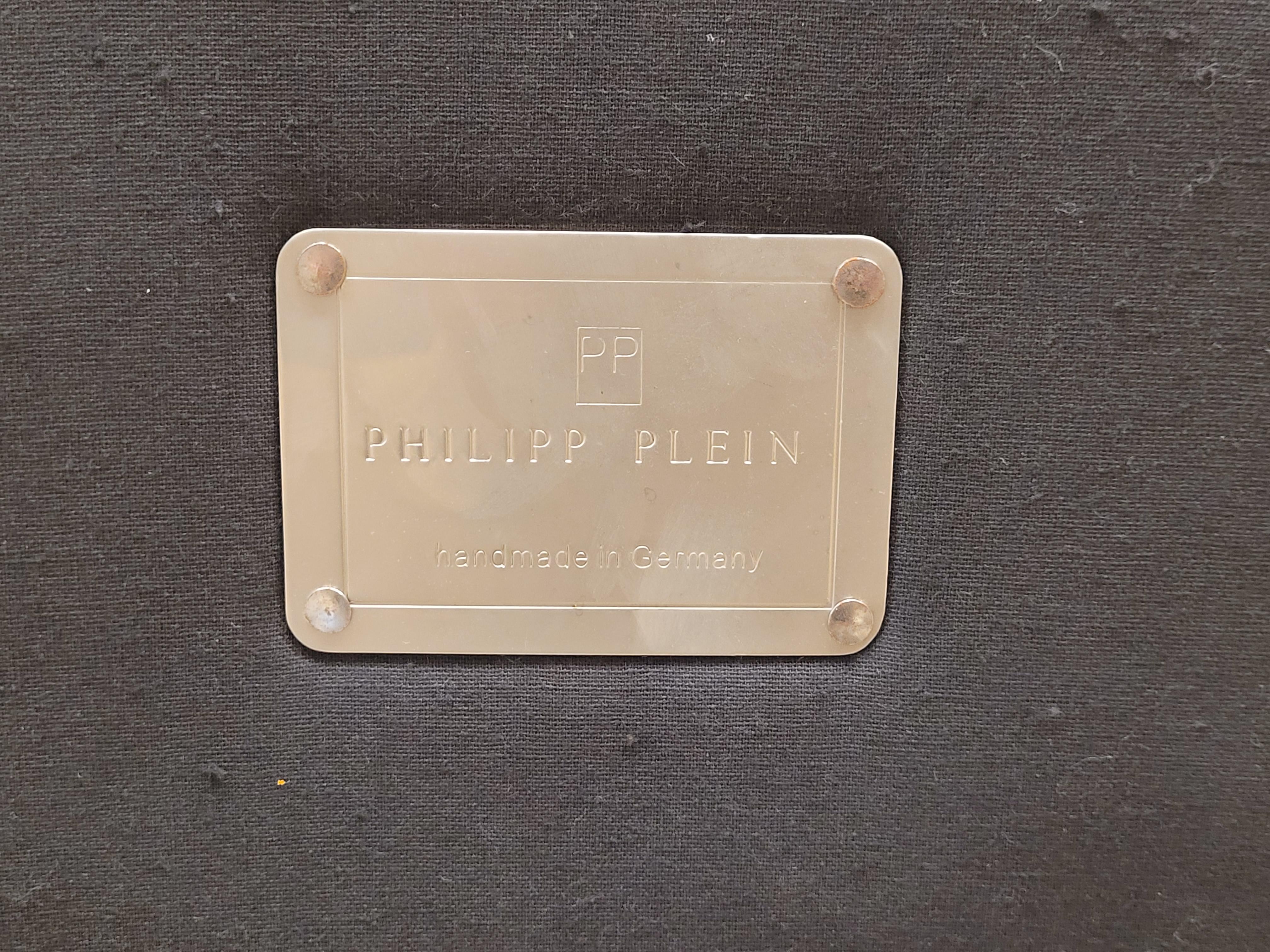 Philipp Plein Brown leather coco Benche, stool , signed 6