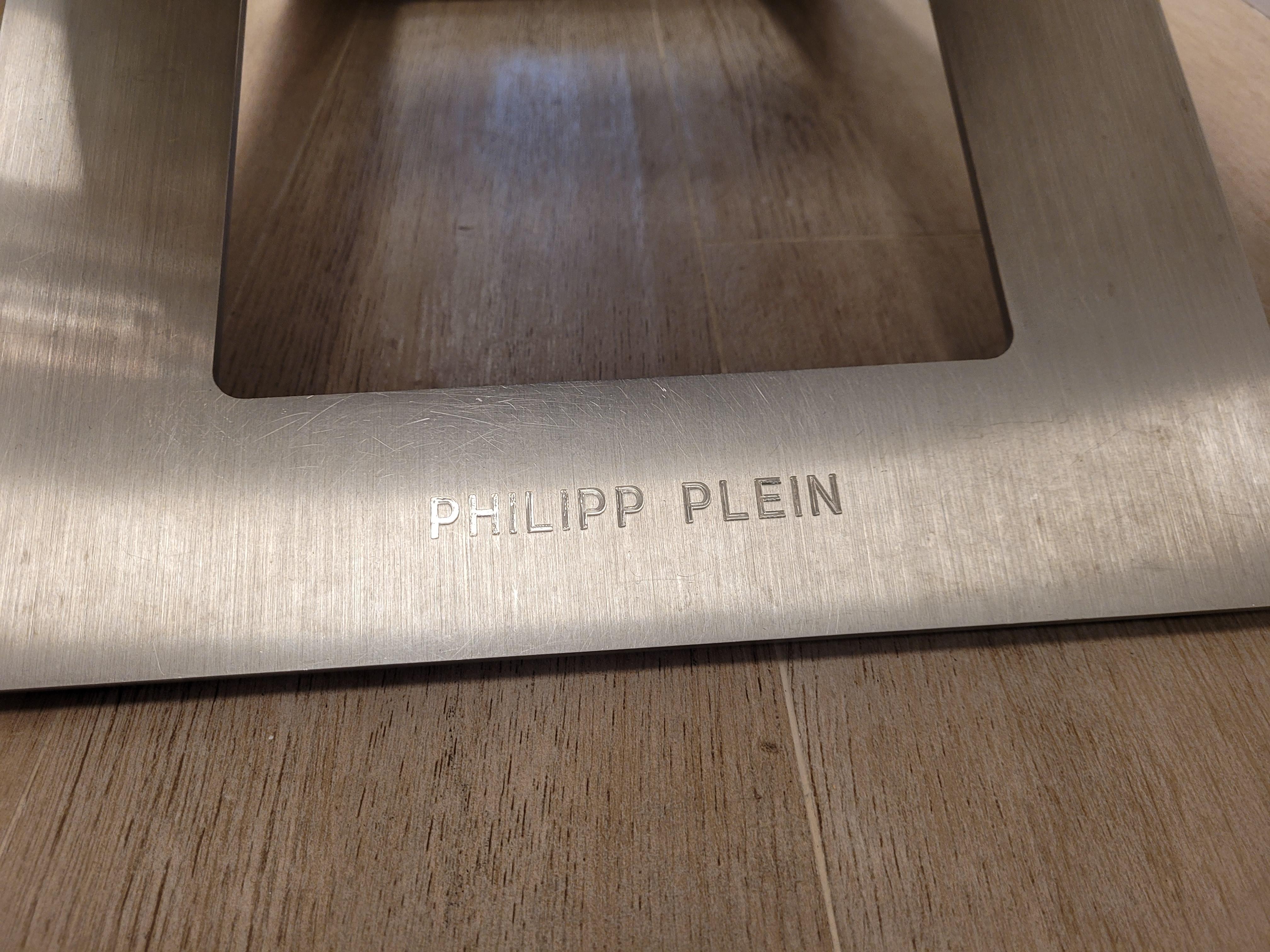 Contemporary Philipp Plein Brown leather coco Benche, stool , signed