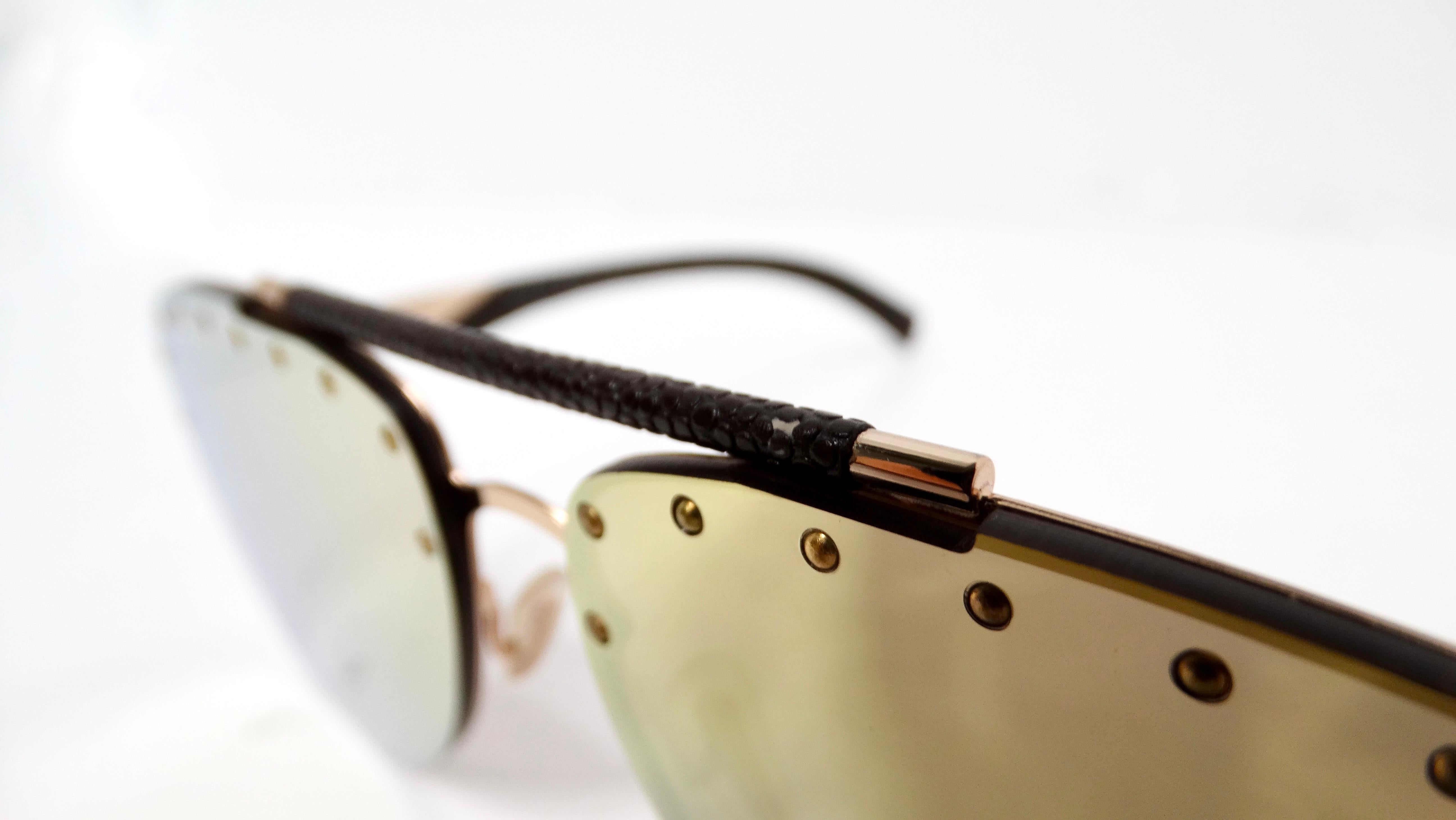 Women's or Men's Philipp Plein Calypso Studded Mirrored Aviator Sunglasses For Sale