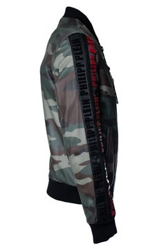 Philipp Plein, camo leather bomber jacket