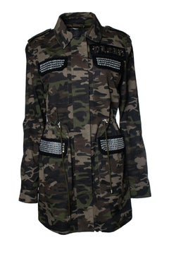 Philipp Plein, camo printed parka with crystals
