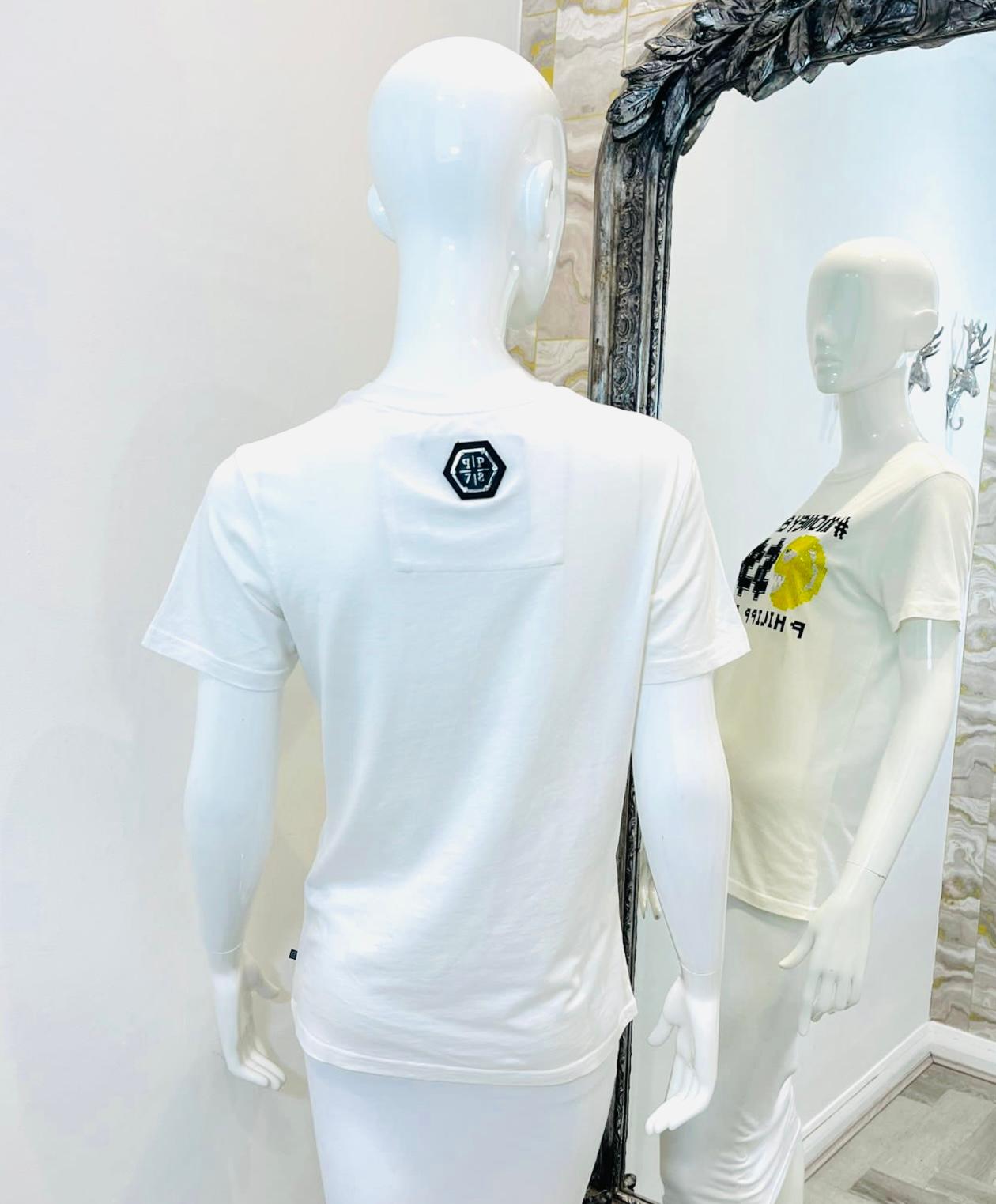 Women's Philipp Plein Cotton Crystal Logo T-Shirt For Sale