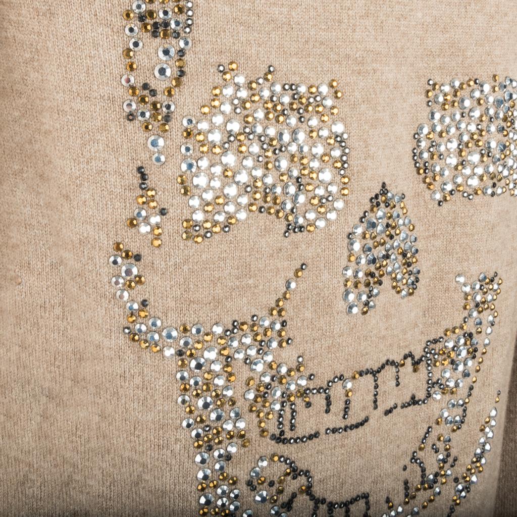Philipp Plein Couture - Pull  Cardigan en cachemire  crâne arrière orné de perles  M en vente 4