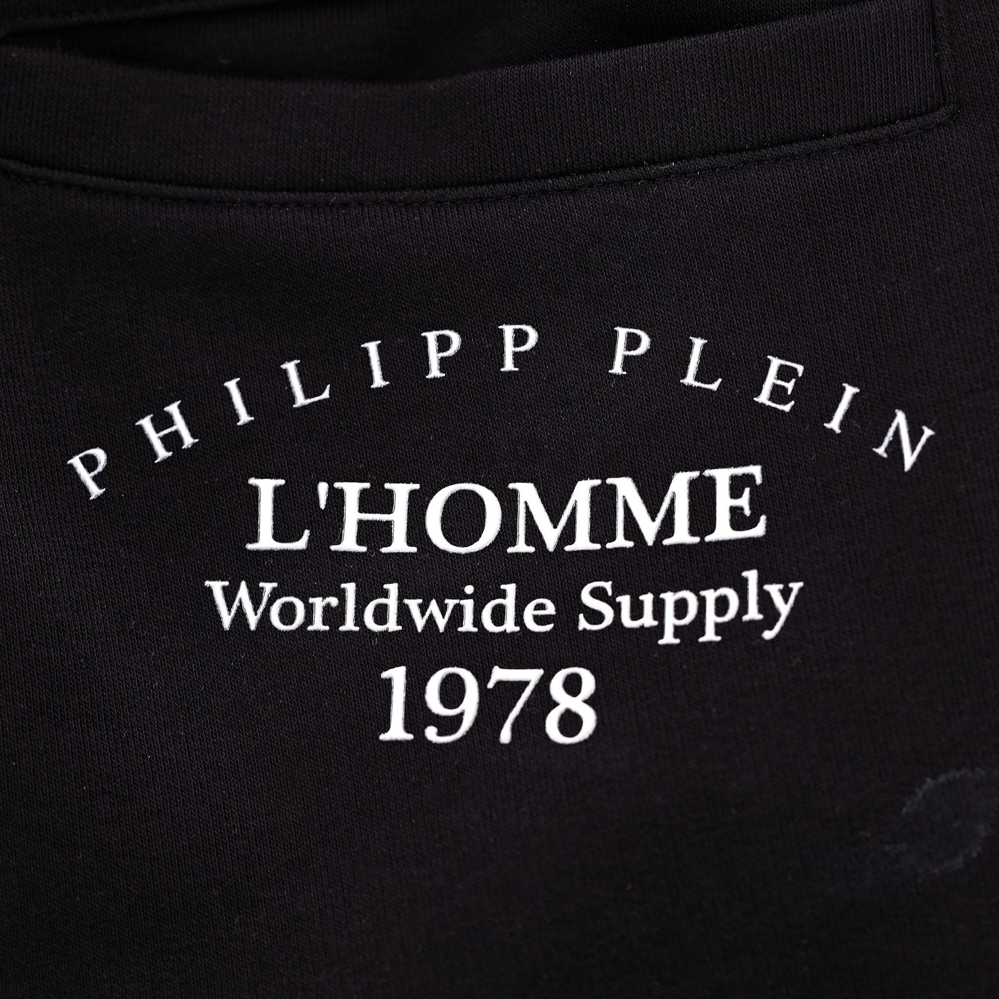 Uomo Pantaloni da jogging in cotone con logo in cristallo di Philipp Plein in vendita