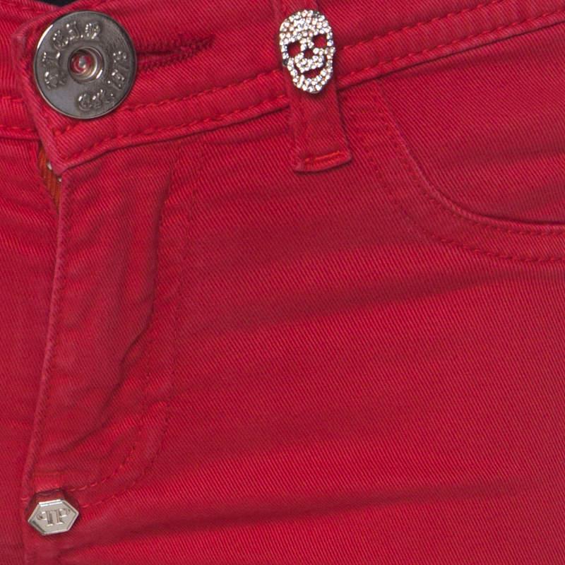 Women's Philipp Plein Devil's Food Red Stretch Cotton Jegging XS