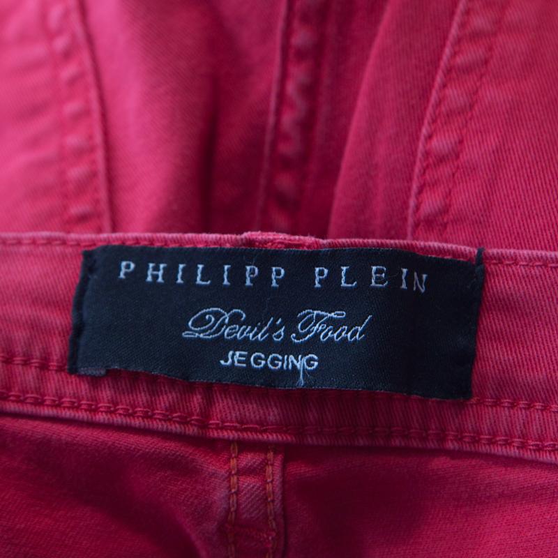 Women's Philipp Plein Devil's Food Red Stretch Cotton Jegging XS