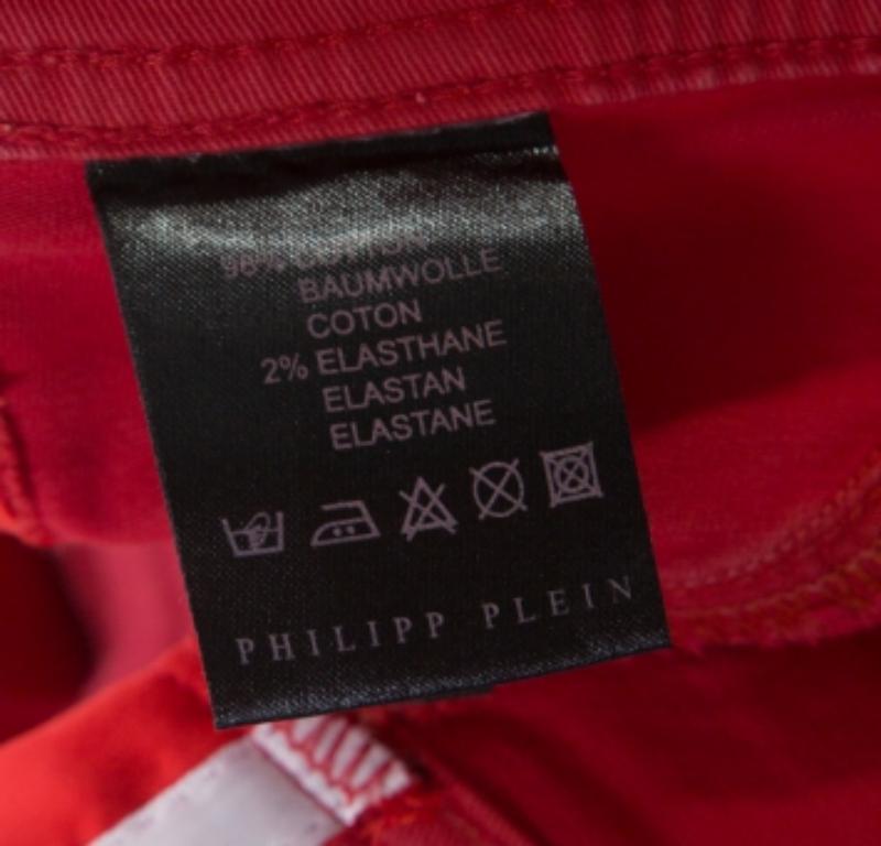 Donna Philipp Plein Cibo del Diavolo - Jegging in cotone elasticizzato rosso XS in vendita