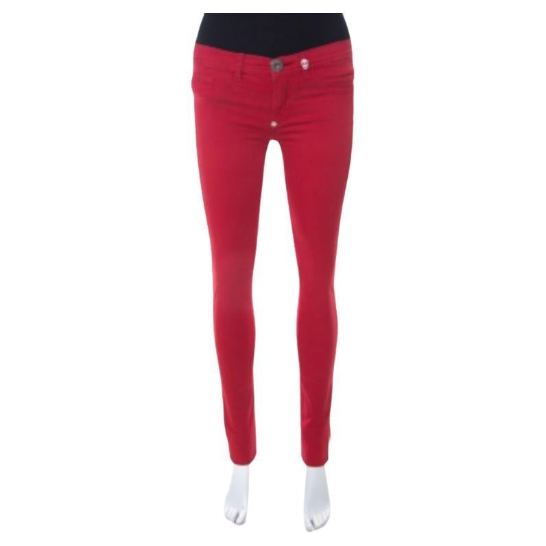Philipp Plein Cibo del Diavolo - Jegging in cotone elasticizzato rosso XS in vendita