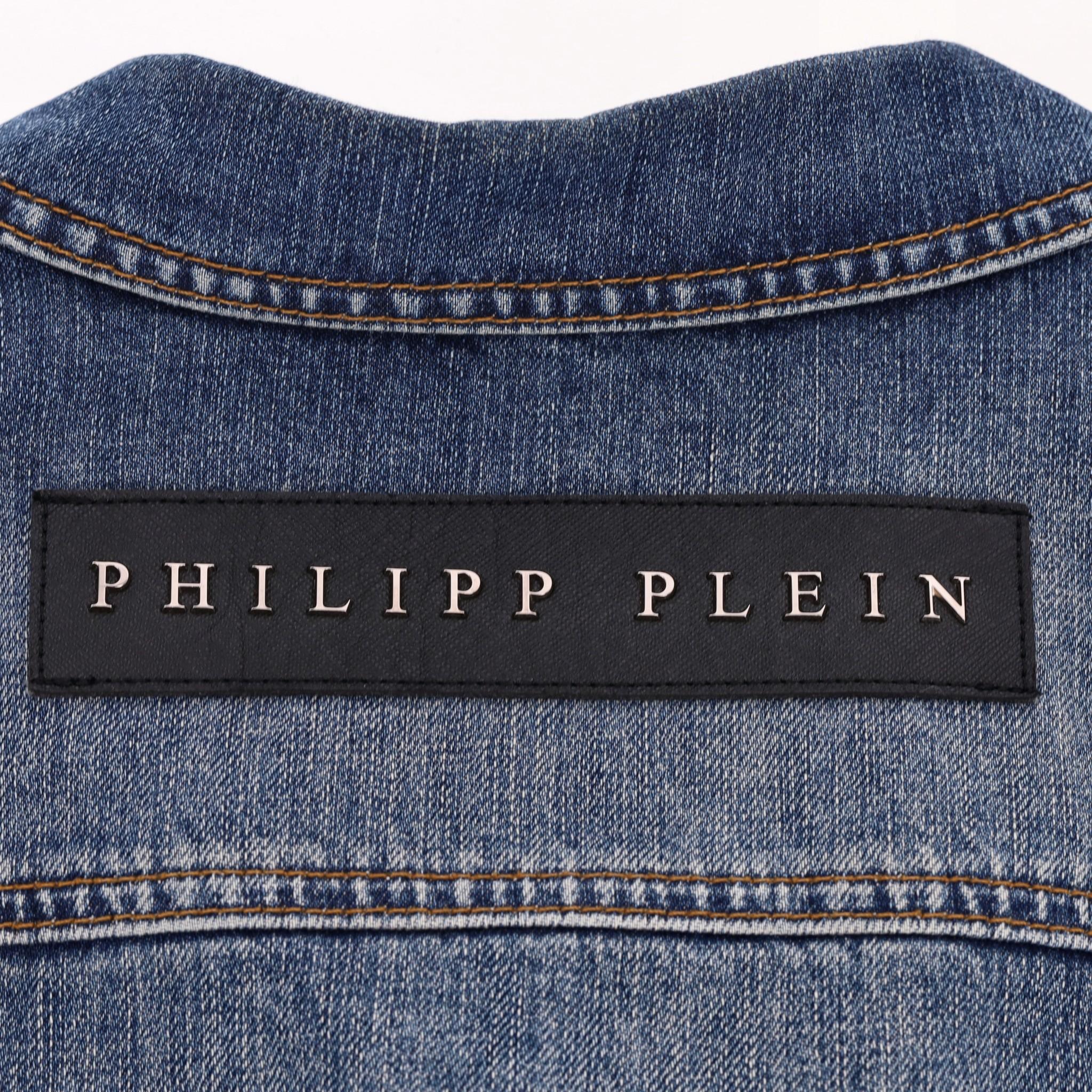 Philipp Plein Distressed Denim Jacket For Sale 1