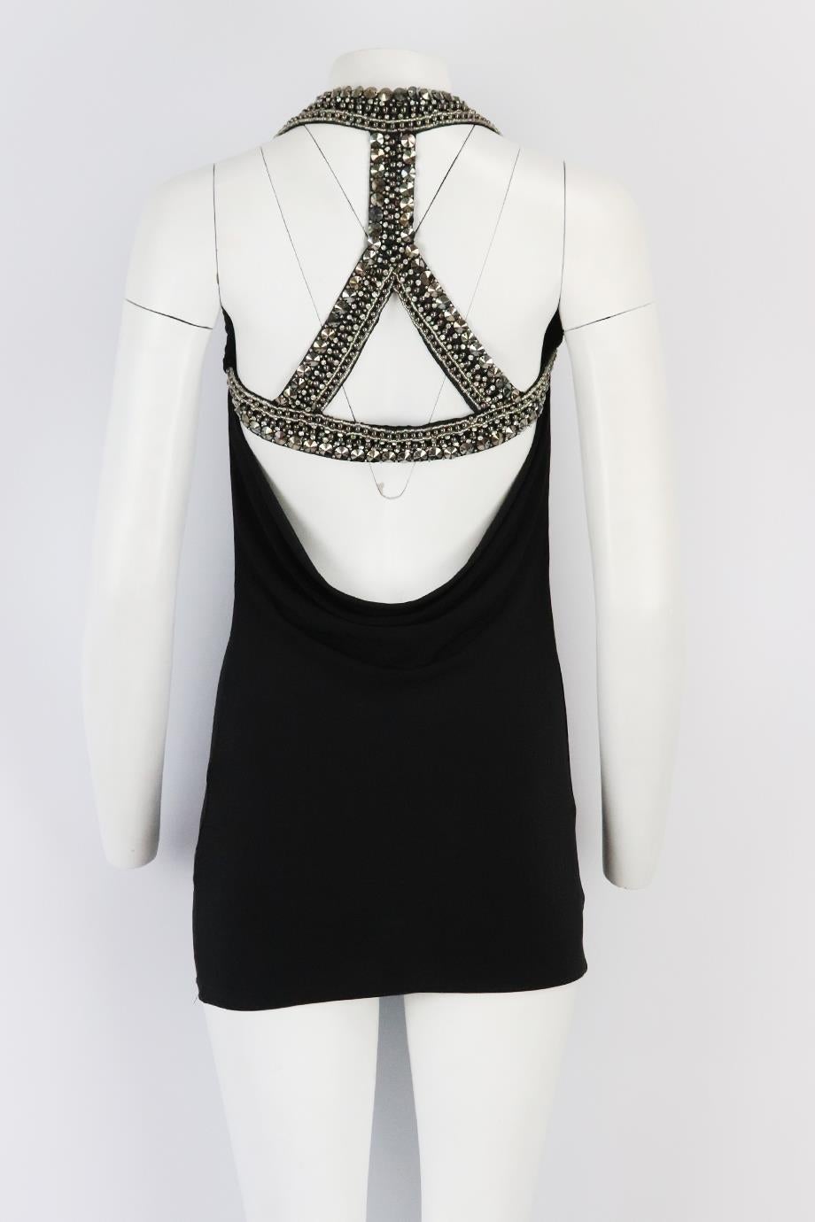 Philipp Plein Embellished Cutout Ruched Stretch Jersey Mini Dress Small In Excellent Condition In London, GB