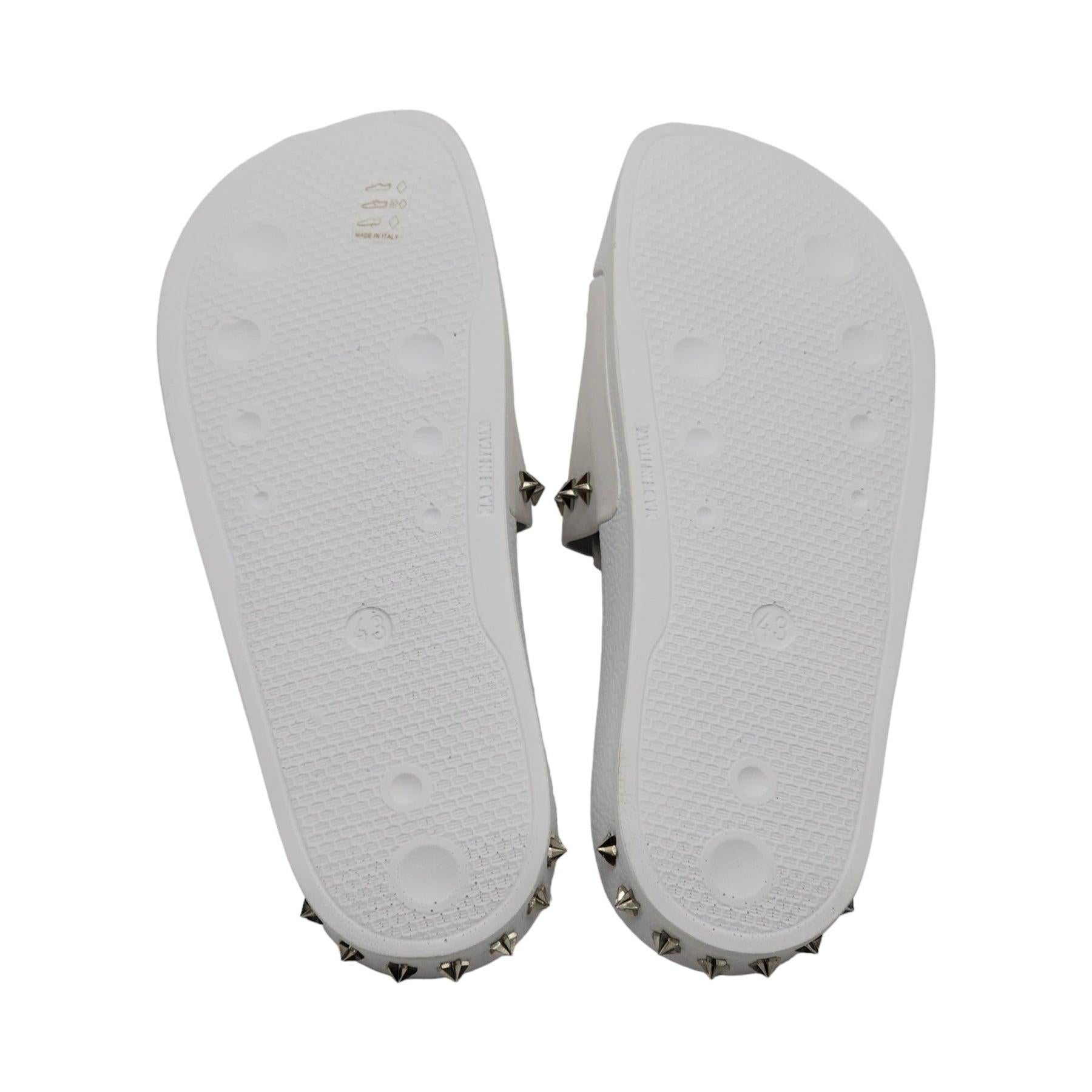Gray Philipp Plein Gothic Plein Studded Slides in White For Sale