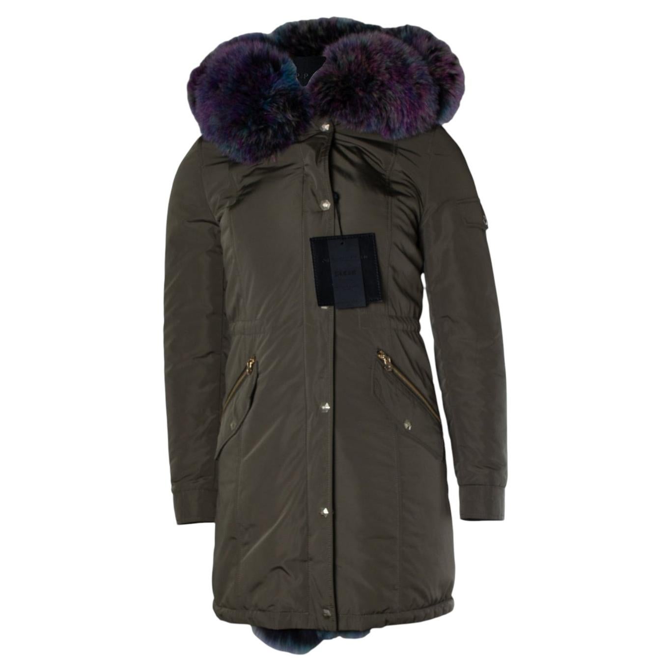 Pre-owned Philipp Plein , Green Fur Parka With Removable Lining