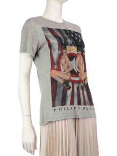 Philipp Plein Grey Embellished Graphic T-Shirt Size XS