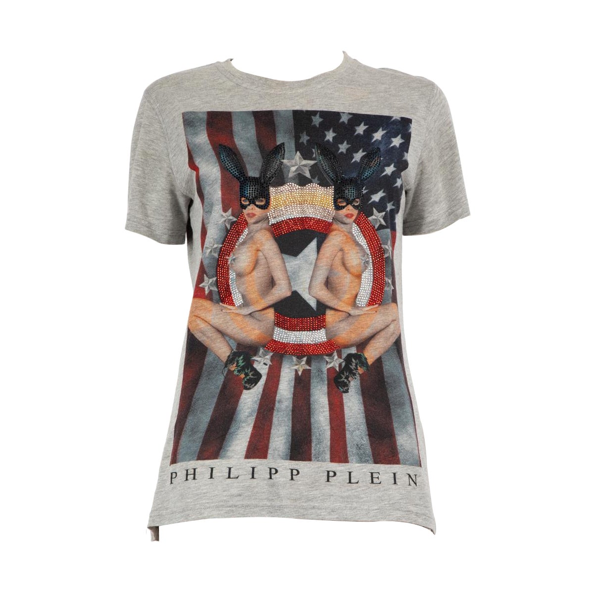 Philipp Plein Camiseta gráfica embellecida gris Talla XS en venta