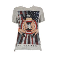 Philipp Plein Camiseta gráfica embellecida gris Talla XS