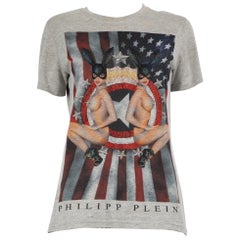 Philipp Plein Grey Embellished Graphic T-Shirt Size XS